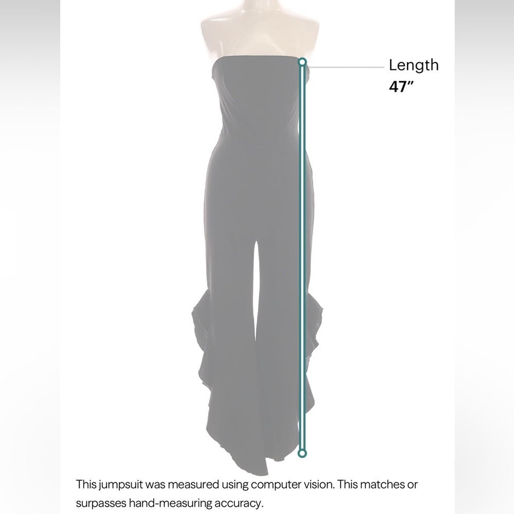 Lulu's Classic Black Strapless Size L bandeau Jumpsuit with ruffle cutout legs - Picture 3 of 7